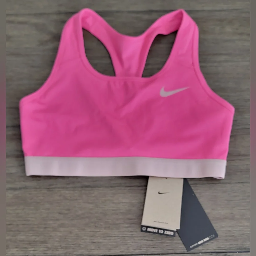 Nike Swoosh Women's Sports Bra, Pink, Size M - Picture 5 of 10